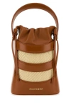Alexander Mcqueen Women Two-tone Leather And Raffia Mini The Rise Bucket Bag In Multicolor
