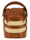 Alexander Mcqueen Two-tone Leather And Raffia The Rise Bucket Bag