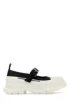 Alexander Mcqueen Leather And Rubber Lace-up Ballerinas In Black