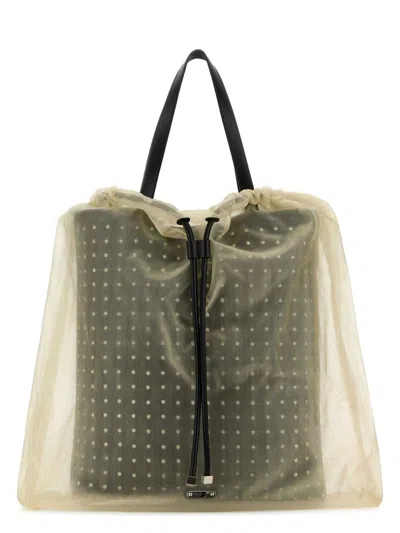 ALEXANDER MCQUEEN WOMEN'S TWO-TONE LEATHER AND TULLE NEBULA SHOPPING BAG | 8044321VP11 COLOR 1000