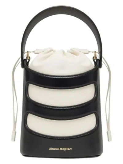 ALEXANDER MCQUEEN WOMEN'S TWO-TONE LEATHER MINI THE RISE BUCKET BAG | 7959001VPHG COLOR 1090