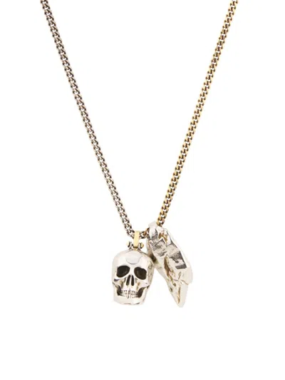 Alexander Mcqueen Women's Two-tone Skull Pendant Necklace In Metallic