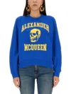 Alexander Mcqueen Women's Varsiity Skull Sweatshirt In Blue