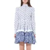 Alexander Mcqueen Women's Vict Floral Mini Dress In White/blue
