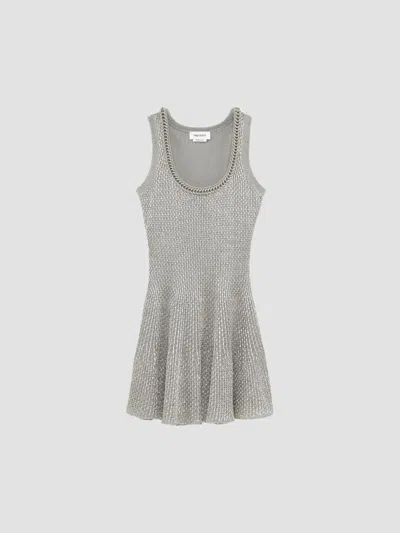 Alexander Mcqueen Women's Volume Chain-scoopneck Mini Dress In Silver