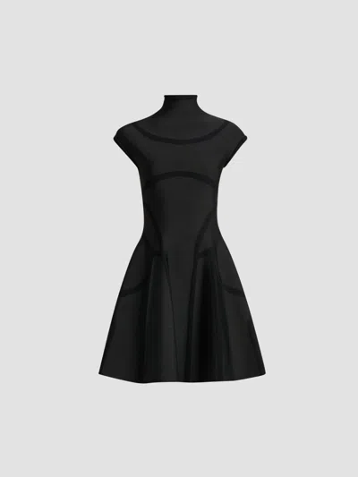 Alexander Mcqueen Women's Volume Fit & Flare Mini Dress In Black