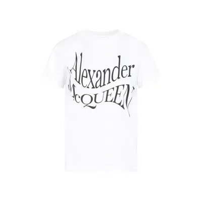 Alexander Mcqueen Women's Warp T-shirt In Crisp White For Ss24