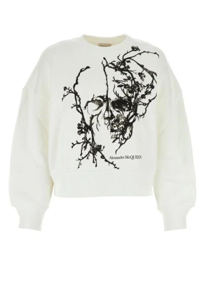 ALEXANDER MCQUEEN ALEXANDER MCQUEEN WOMEN WHITE COTTON SWEATSHIRT