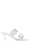 Alexander Mcqueen Boxcar Calfskin Dual-buckle Sandals In White