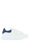 Alexander Mcqueen Women White Leather Sneakers With Blue Suede Heel In White