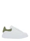 Alexander Mcqueen Women White Low-top Sneakers With Chunky Sole And Green Contrasting Heel Tab In Le In White