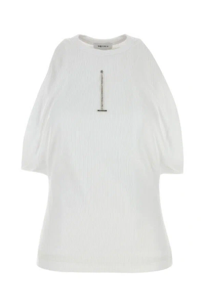 Alexander Mcqueen Cut And Sew Crew Neck Top In White
