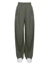 Alexander Mcqueen Wide-leg Wool Pants In Green