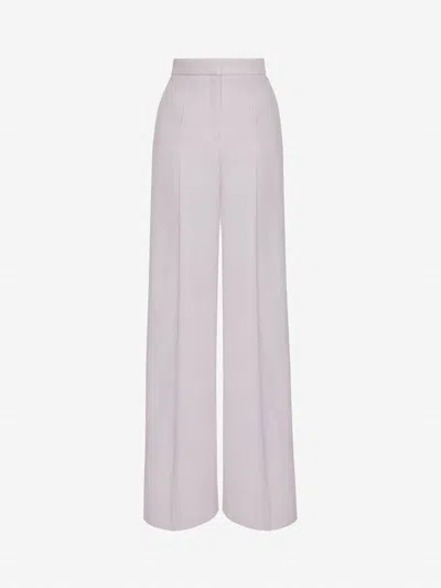 Alexander Mcqueen Women Wide Leg Wool Sartorial Trousers In Pink
