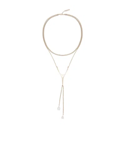 Alexander Mcqueen Women's Wishbone Necklace In Pale Gold-finish