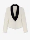 Alexander Mcqueen Women Wool Blazer With Satin Lapel In White