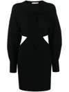 Alexander Mcqueen Mini Wool Twisted Dress In Black