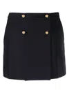 Alexander Mcqueen Button-embellished Wool And Cotton-blend Twill Mini Skirt In Blue