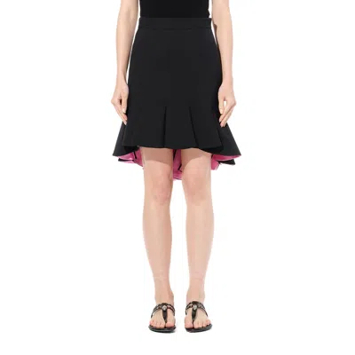 Alexander Mcqueen Women's Wool Silk Skirt In Black/pink