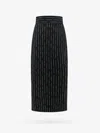 Alexander Mcqueen Women Wool Skirt With Striped Motif In Black