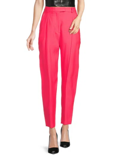 Alexander Mcqueen Mcqueen Women's Wool Tapered Pants In Neon Pink