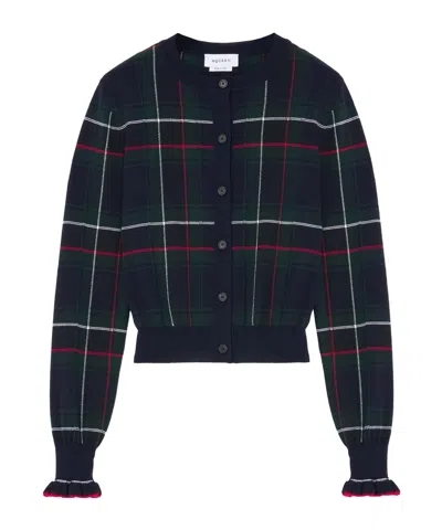 ALEXANDER MCQUEEN PLAID RUFFLED-CUFF CARDIGAN