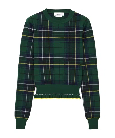 ALEXANDER MCQUEEN TARTAN RUFFLED SWEATER