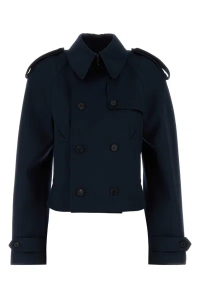 Alexander Mcqueen Women's Wool Trench Jacket In Blue