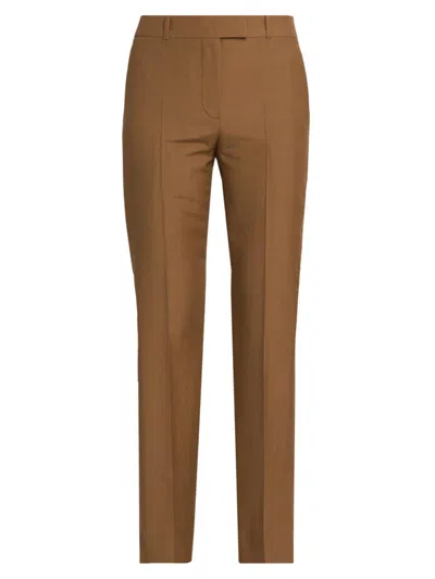Alexander Mcqueen Women's Wool-mohair Trousers In Brown