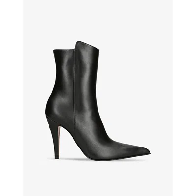 Alexander Mcqueen Womens Black Birdee Leather Heeled Ankle Boots