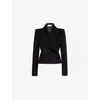 Alexander Mcqueen Womens Black Double-breasted Cropped Regular-fit Wool And Cashmere-blend Blazer In Black