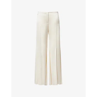 Alexander Mcqueen Womens Oyster Flared Two-slip-pockets Wide-leg High-rise Woven Trousers
