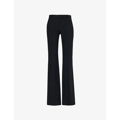 Alexander Mcqueen Womens Black Narrow Flared Straight-leg Woven-blend Trousers