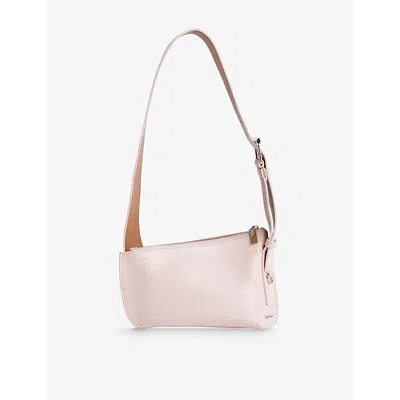 ALEXANDER MCQUEEN WOMENS PINK/COGNAC/SILVER T-BAR SLING MINI LEATHER SHOULDER BAG