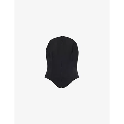 Alexander Mcqueen Womens  Boned Curved-neckline Wool Corset In Black