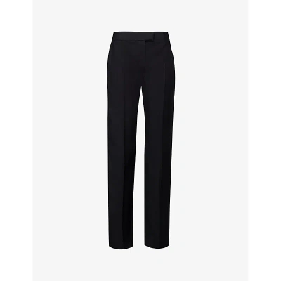 Alexander Mcqueen Womens Black Pressed-crease Buttoned-pocket Regular-fit Straight-leg Wool Trousers