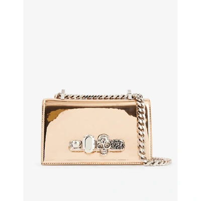 Alexander Mcqueen Womens Copper The Jewelled Mini Faux-leather Shoulder Bag