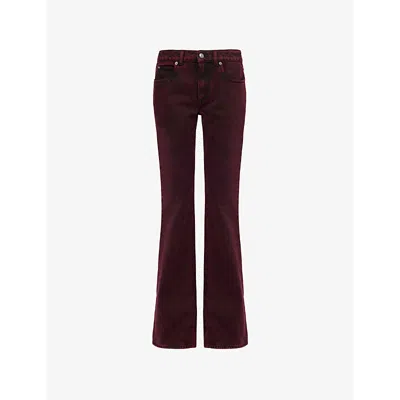 Alexander Mcqueen Womens  Flared Five-pockets Straight-leg Mid-rise Denim Jeans In Dark Raspberry