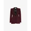 Alexander Mcqueen Womens  Single-breasted Flared Slim-fit Denim Blazer In Dark Raspberry