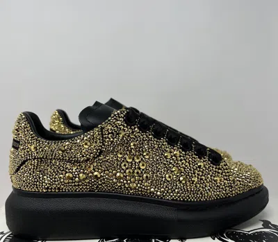 Pre-owned Alexander Mcqueen Womens Embellished Sneakers Size 37 Eu/7 Us Black Gold Crystal