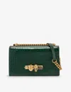 Alexander Mcqueen Womens Emerald Skull Mini Croc-embossed Leather Cross-body Bag In Emerald