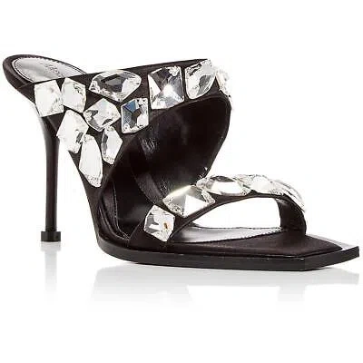 Pre-owned Alexander Mcqueen Womens Faux Leather Square Toe Dressy Pumps Sandals Bhfo 1346 In Black/crystal