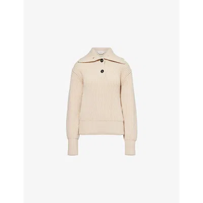 Alexander Mcqueen Womens Ribbed Funnel-neck Wool And Cashmere-blend Jumper Ivory