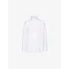 Alexander Mcqueen Womens  Pointed-collar Curved-hem Cotton-poplin Shirt In Opticalwhite
