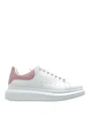 Alexander Mcqueen Leather Crocodile-effect Heel Sneakers In White