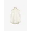 Alexander Mcqueen Womens  Pointed-collar Crinkled Woven Shirt In Oyster
