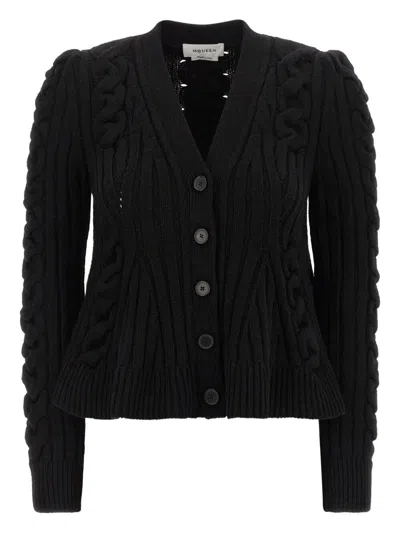 ALEXANDER MCQUEEN ALEXANDER MCQUEEN WOOL AND CASHMERE CABLE CARDIGAN CLOTHING