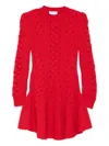 Alexander Mcqueen Wool And Cashmere Cable Knit Mini Dress Clothing In Red