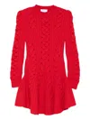 Alexander Mcqueen Wool And Cashmere Cable Knit Mini Dress Clothing In Red
