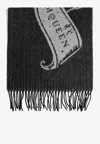 Alexander Mcqueen Wool And Cashmere Fringed Scarf In Black